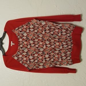 JOIE Malena B Silk Wool Cashmere Print Red Sweater